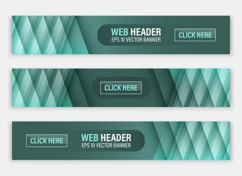 Web header, set of vector horizontal abstract banners. Stock Illustration