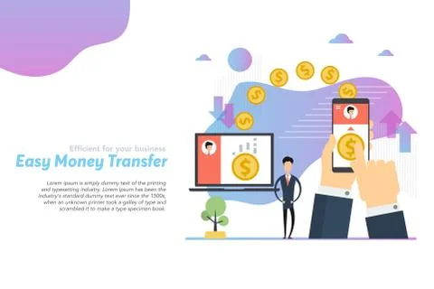 Web header template of easy money transfer in flat イラスト素材