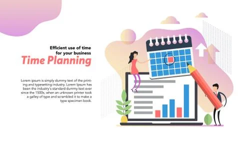 Web header template of time planning in flat Stock Illustration