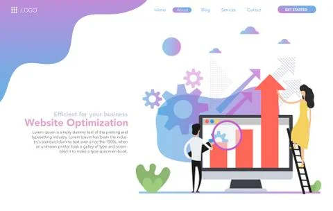 Web header template of web site optimization in flat Stock Illustration