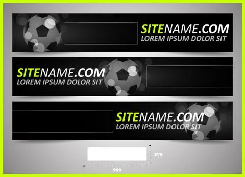 Web headers or banners with soccer ball Stock Illustration