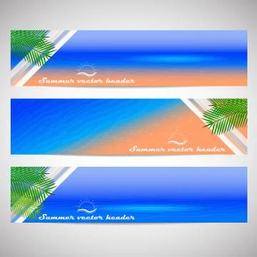 Web headers or banners with summer holiday theme Stock Illustration