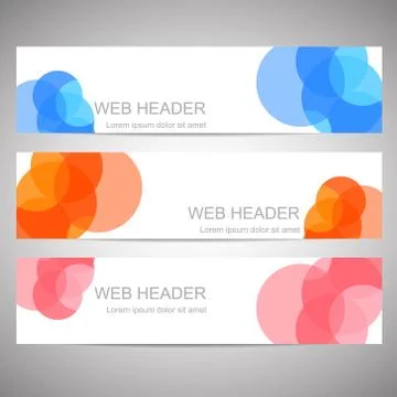 Web headers, set of vector banners Stock Illustration