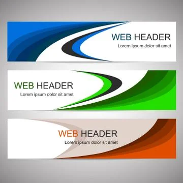 Web headers, set of vector banners Stock Illustration