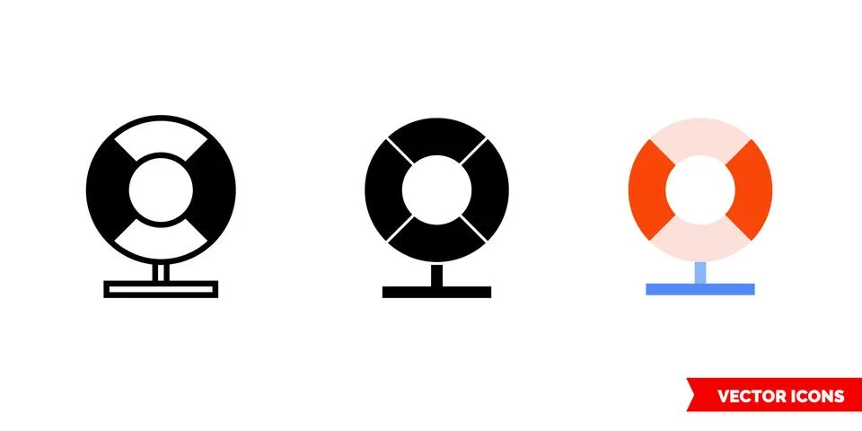 Web help icon of 3 types color, black and white, outline. Isolated vector sig Stock Illustration