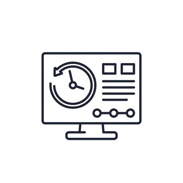 Web history icon with computer, line vector Stockillustratie