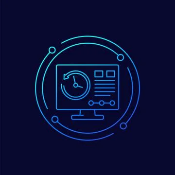 Web history icon with computer, linear design Stock Illustration