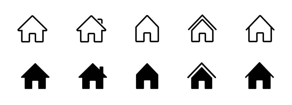 Web home icon set for websites and apps. Simple house symbol. Flat real est.. Stock Illustration