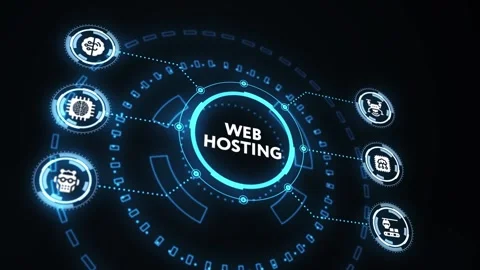 Web Hosting. The activity of providing storage space and access for websites. Stock Footage 196742196