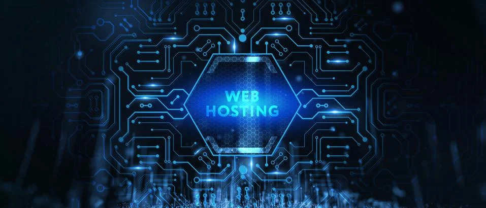 Web Hosting. The activity of providing storage space and access for websites. Stock Illustration
