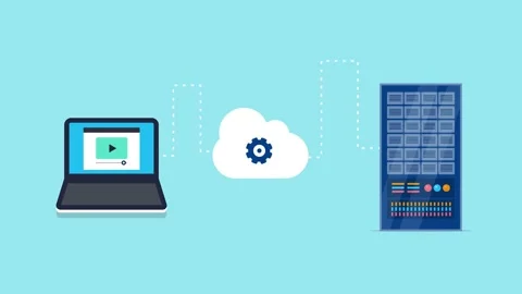Web hosting and cloud computing network application. Stock Footage 197399417