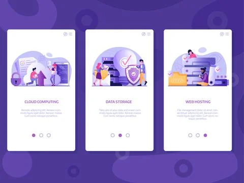 Web Hosting and File Storage App Screens Stock Illustration