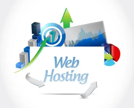 Web hosting business graphs sign concept 스톡 일러스트