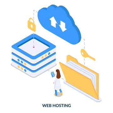 Web hosting concept. Isometric illustration on white background Stock Illustration