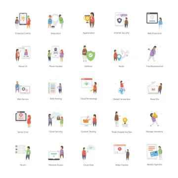 Web Hosting Icons Pack Stock Illustration
