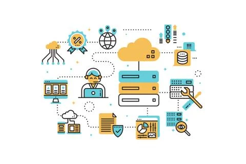 Web hosting illustration Illustrazione stock