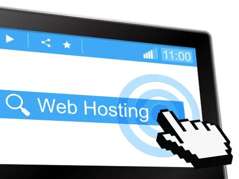 Web hosting indicating searching server and www Иллюстрация