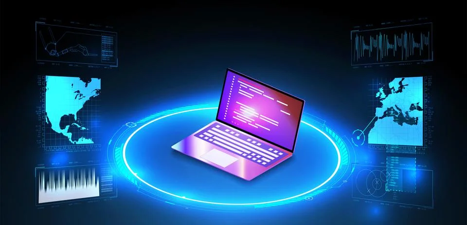 Web hosting or programming concept. Web programming development, Ilustração Stock