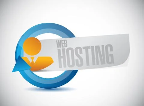 Web hosting people cycle sign concept Illustrazione stock