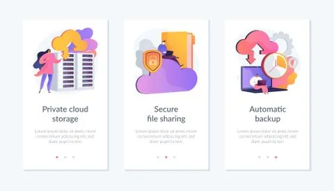 Web hosting platform app interface template. Illustrazione stock