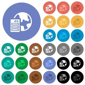 Web hosting round flat multi colored icons Stockillustratie