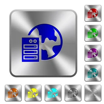 Web hosting rounded square steel buttons Stock Illustration