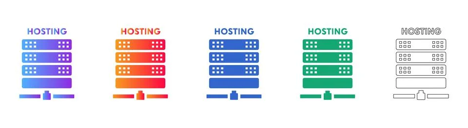 Web Hosting Server Infrastructure Icon Set Illustrazione stock
