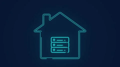 Web hosting server installed in house web technology animation Stock Footage 264960291