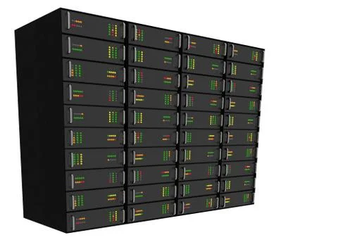 Web hosting server rack on white Stock Photos