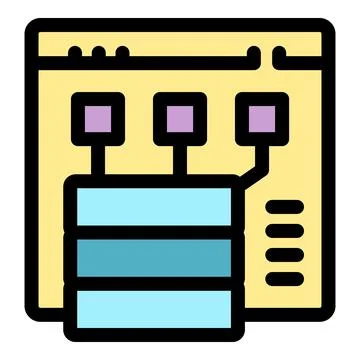 Web hosting service connecting to database server via internet Stock Illustration
