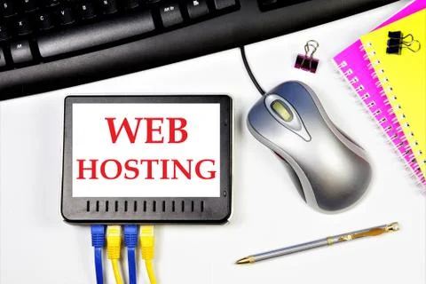 Web hosting is a service that provides resources for hosting information site Stock Photos