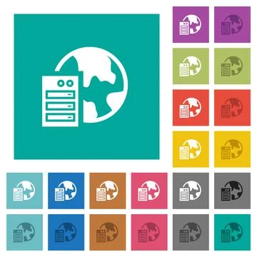 Web hosting square flat multi colored icons Stock Illustration