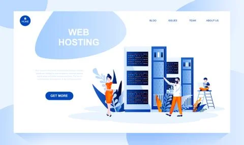 Web hosting vector landing page template Stock Illustration