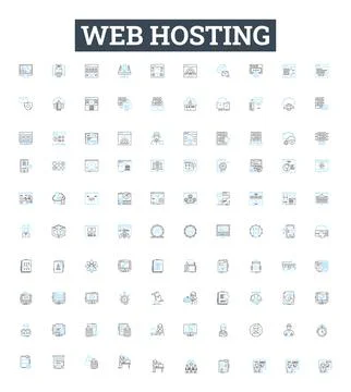 Web Hosting vector line icons set. Hosting, Web, Website, Cloud, Domains Illustrazione stock