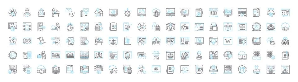Web Hosting vector line icons set. Hosting, Web, Website, Cloud, Domains 스톡 일러스트