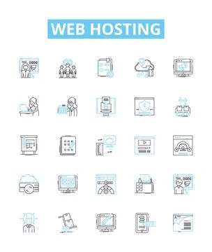 Web Hosting vector line icons set. Hosting, Web, Website, Cloud, Domains Illustrazione stock