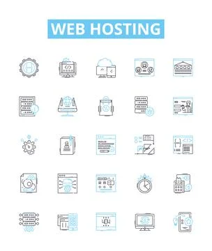 Web Hosting vector line icons set. Hosting, Web, Website, Cloud, Domains Stockillustratie
