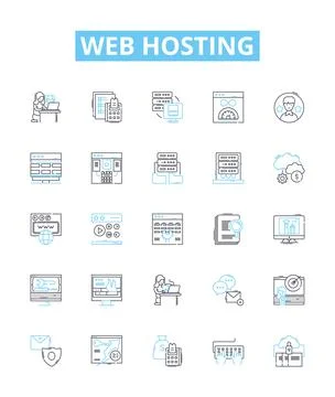 Web Hosting vector line icons set. Hosting, Web, Website, Cloud, Domains Stockillustratie