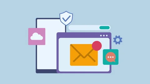 Web hosting with webmail service, Website hosted on cloud 2d  with Alph Matte Stock Footage 335608042