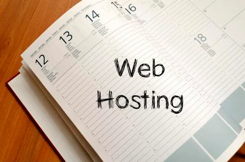 Web hosting write on notebook 스톡 사진