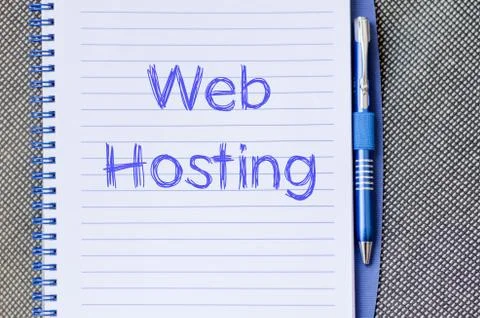 Web hosting write on notebook 스톡 사진