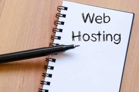 Web hosting write on notebook 스톡 사진