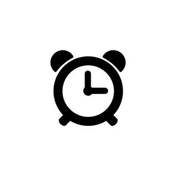 Web icon. Alarm clock black on white background Illustrazione stock