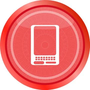 Web icon button with smart phone . Trendy flat style sign isolated on white b Stock Illustration