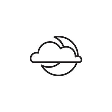 Web icon. Cloud and moon black on white background Stock Illustration