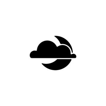 Web icon. Cloud and moon black on white background Stock Illustration