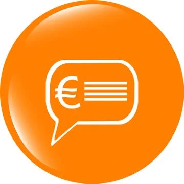 Web icon cloud with euro eur sign, web button isolated on white Stock Illustration