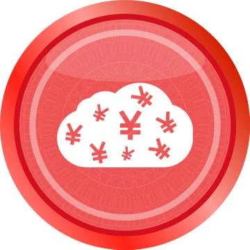 Web icon cloud with yen sign, web button isolated on white 스톡 일러스트