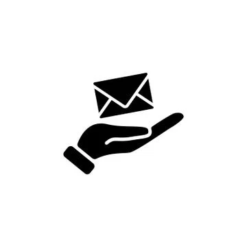 Web icon. E-mail (letter) in hand black on white background Stock Illustration