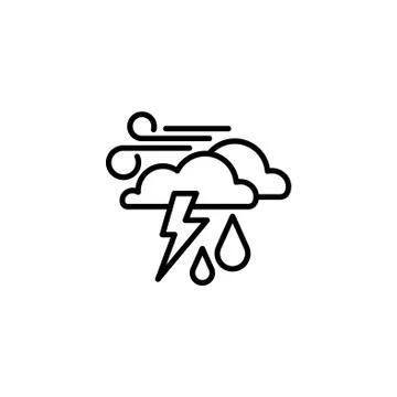 Web icon. Haze (storm), clouds, wind and rain. Thunderclouds, Windy weather Stock Illustration